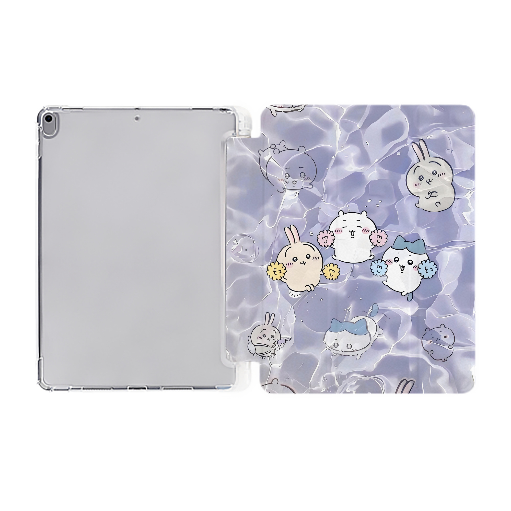 （画像用） ちいかわ Chii-kawa IPad ケース ペン収納付き 三つ折りスタンド PUレザー×シリコン 対応機種9.5/10.5/10.9インチ